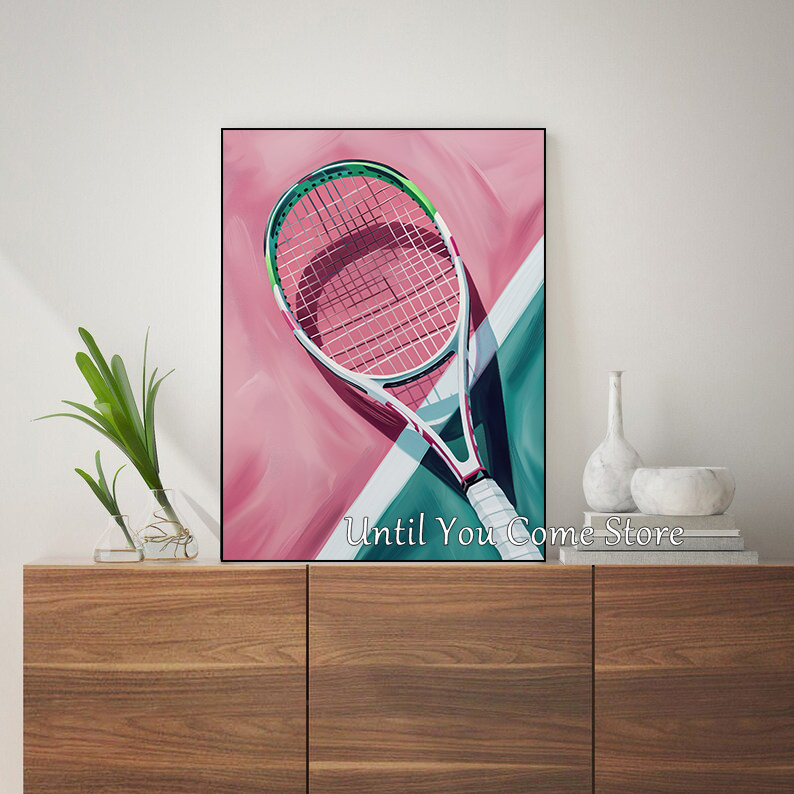 레트로 테니스 및 테니스 라켓 미니멀리스트 포스터 프린 - Badminton Poster 리뷰 및 가격